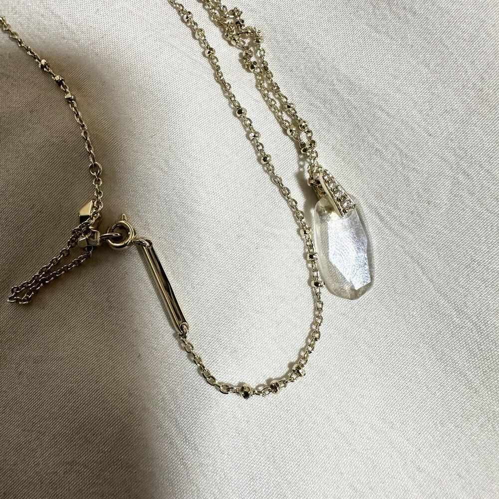 Kendra Scott Gold Cable Chain Crystal Prism Hexagon Pendant 18”